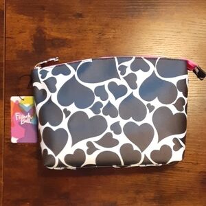 Cosmetic Bag - Black & White with Hearts